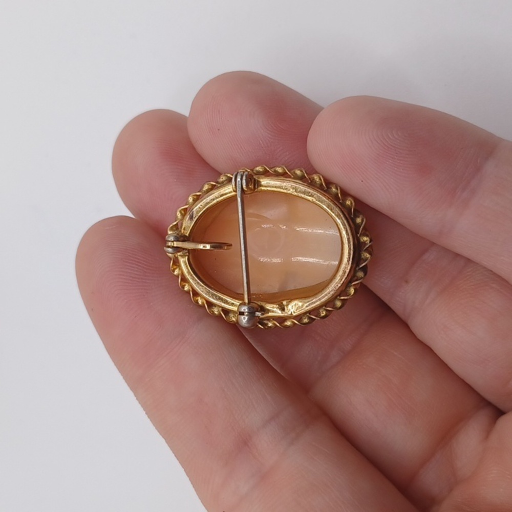 12k GF Shell Cameo On Glass Brooch/Pendant - Picture 5 of 6